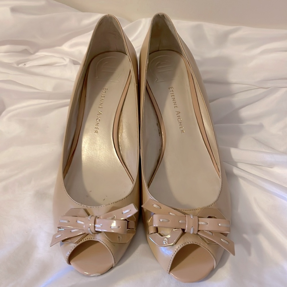 Etienne Aigner open toe wedges